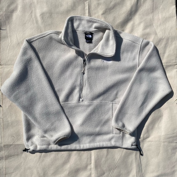 The North Face Creme Sherpa Fleece Half Zip-Up Sweater Large Casual Outdoor - Picture 1 of 5